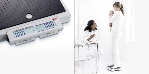 SECA 878 Waga płaska do mobilnego użytku z przyciskami obsługiwanymi stopą i podwójnym wyświetlaczem