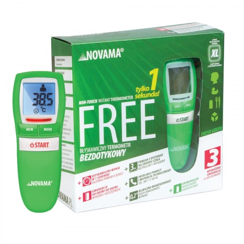NOVAMA Free Colors Fresh Green Termometr bezdotykowy mierzy w 1 sekundę z 3 cm z 3 letnią gwarancją