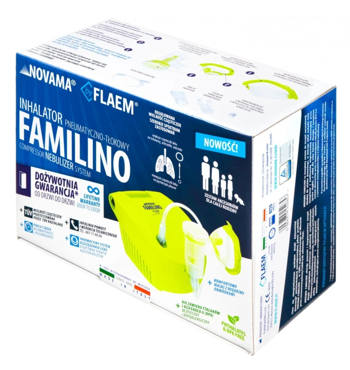 NOVAMA Familino by Flaem Inhalator pneumatyczno-tłokowy z dożywotnią gwarancją