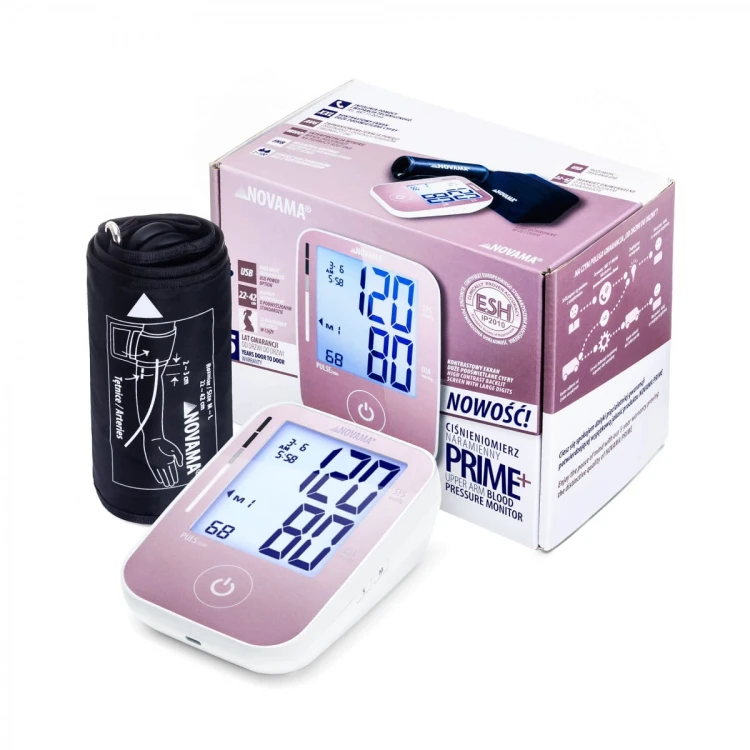 NOVAMA Prime+ PINK Ciśnieniomierz naramienny z delikatnym i szybkim pomiarem podczas pompowania