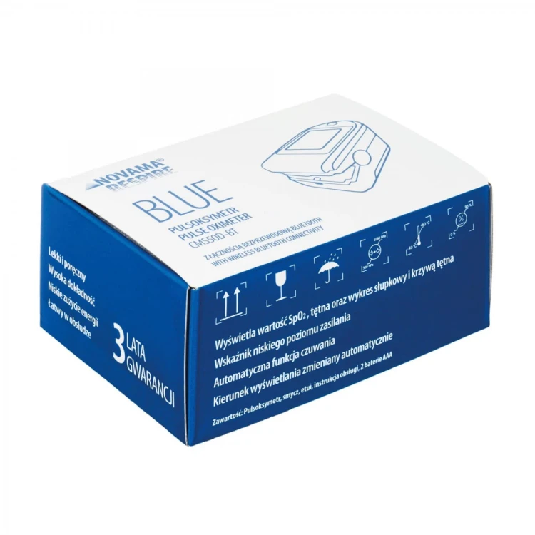 Pulsoksymetr NOVAMA Respire Blue z Bluetooth Pulsoksymetr z POLSKĄAPLIKACJĄ na Android i iOS