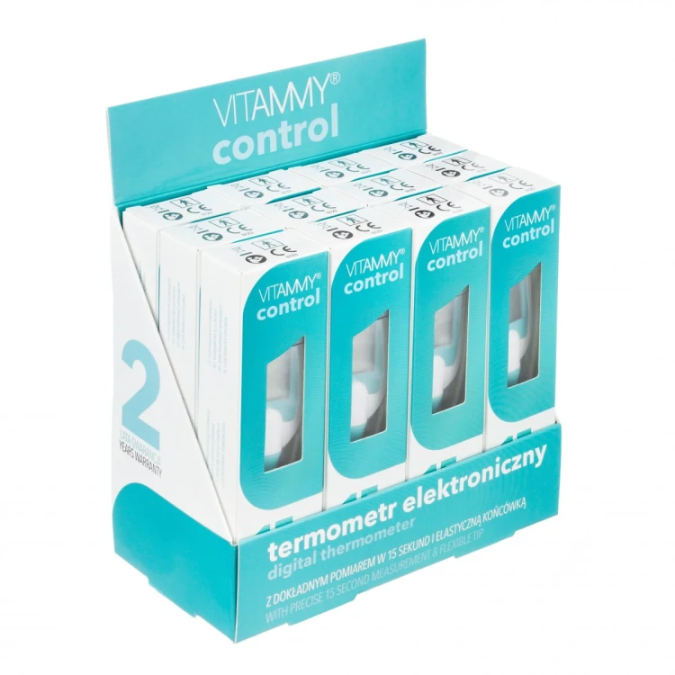 VITAMMY CONTROL Termometr elektroniczny z dużym ekranem i elastyczną końcówką
