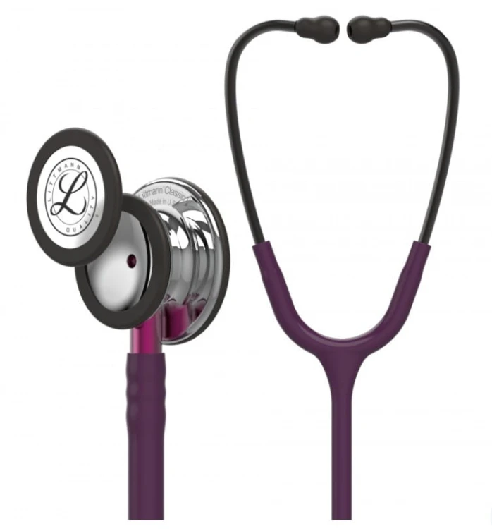 Stetoskop Littmann Classic III 5960 Stetoskop internistyczny Mirror-Finish, przewód śliwkowy, trzonek różowy, lira smoke
