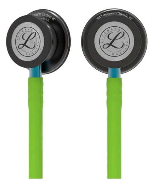 Stetoskop Littmann Classic III 5875 Stetoskop internistyczny Smoke, przewód limonkowy, lira smoke trzonek niebieski
