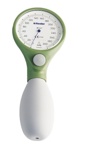 Riester Ri-san  Ciśnieniomierz zegarowy zielony, mankiet na rzepy dla dorosłych 24 - 32 cm