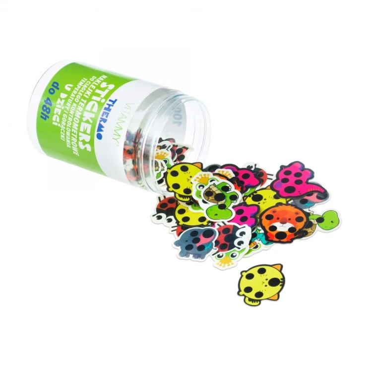 VITAMMY Thermo stickers  100 szt Naklejki termometrowe do ciągłego monitorowania gorączki i temperatury u dzieci - słoik 100 szt