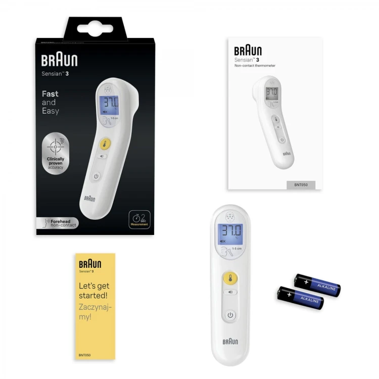 BRAUN Sensian 3  BNT050EE Termometr bezdotykowy do czoła, kliniczna dokładność
