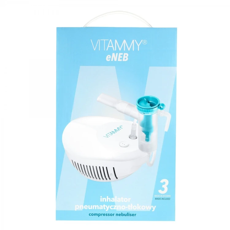 VITAMMY eNEB Inhalator pneumatyczno-tłokowy z 3 maskami i 3 prędkościami inhalacji