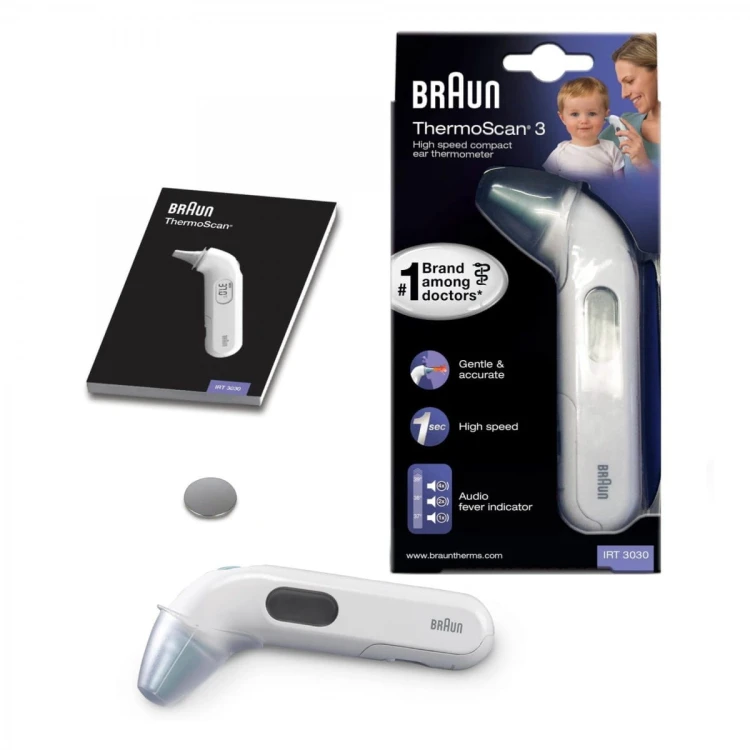 Termometr elektroniczny do ucha Braun IRT3030 ThermoScan 3 Termometr elektroniczny do ucha dla dzieci i noworodków