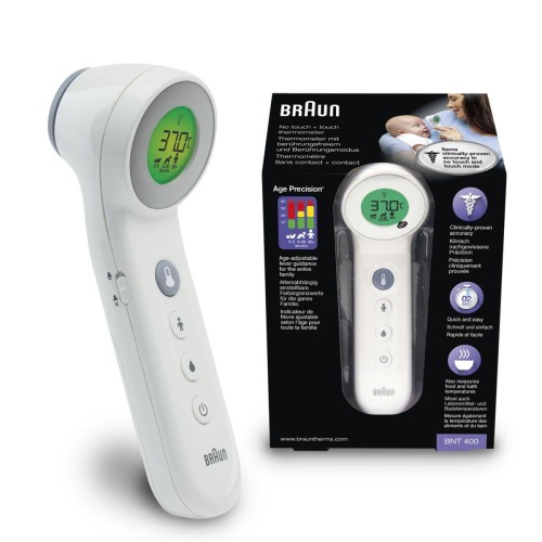 Braun No Touch + touch BNT400  Termometr bezdotykowy do czoła 5w1 z Age Precision