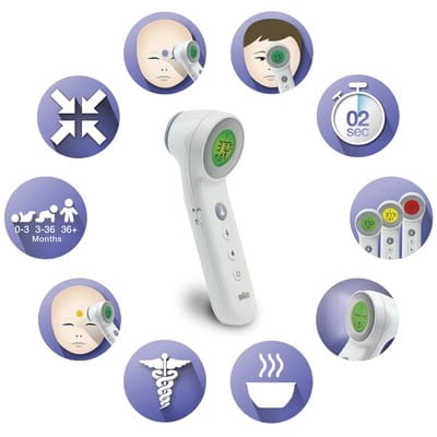 Braun No Touch + touch BNT400  Termometr bezdotykowy do czoła 5w1 z Age Precision