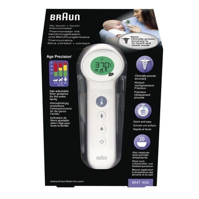 Braun No Touch + touch BNT400  Termometr bezdotykowy do czoła 5w1 z Age Precision