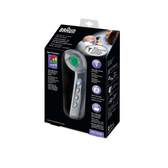 Braun No Touch + touch BNT400 Black Termometr bezdotykowy do czoła 5w1 z Age Precision
