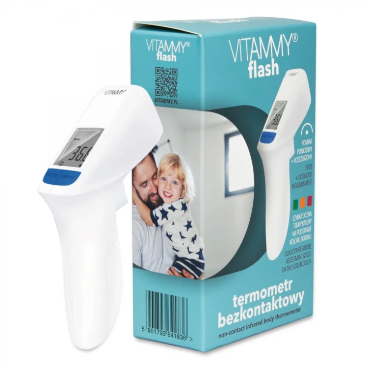 VITAMMY Flash HTD8816C Termometr bezdotykowy z innowacyjną technologia 2 sposobów pomiaru