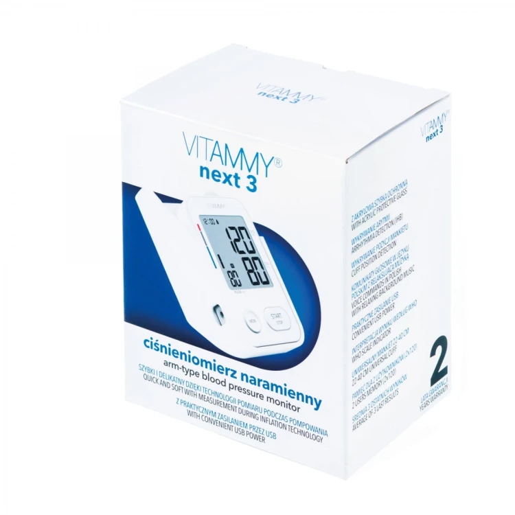 VITAMMY Next 3 Ciśnieniomierz z innowacyjnym stojakiem, funkcją głosową i praktycznym zasilaniem przez USB
