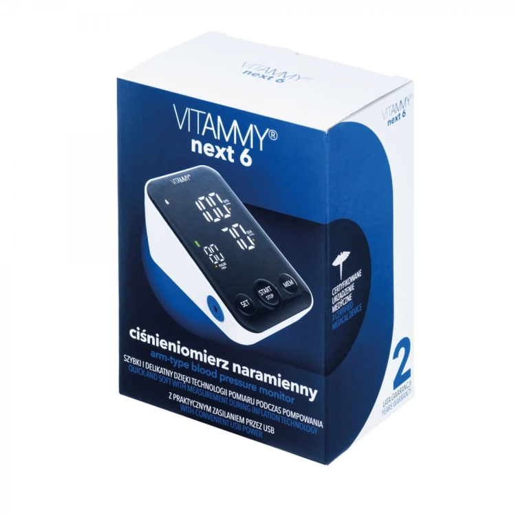 VITAMMY Next 6 Ciśnieniomierz naramienny z pomiarem podczas pompowania i funkcją głosową