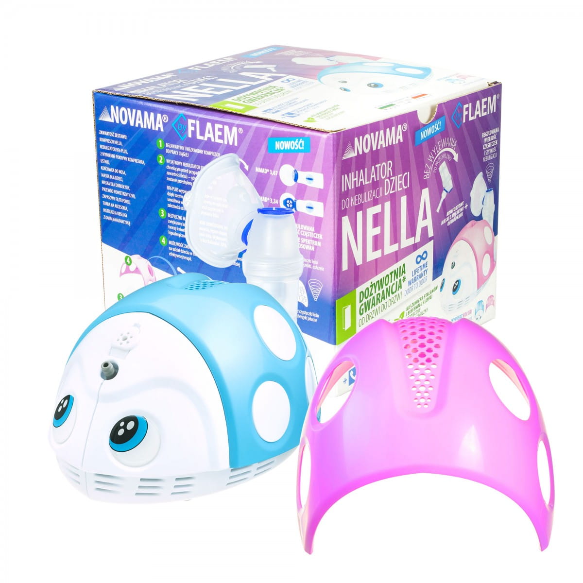 NOVAMA Nella by Flaem Inhalator do nebulizacji dzieci z dożywotnią gwarancją
